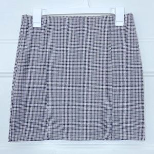 Fitted Knit Plaid Mini Skirt